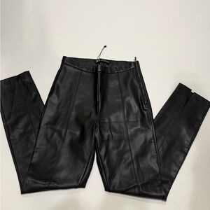 Zara Black Leather-Style Trousers